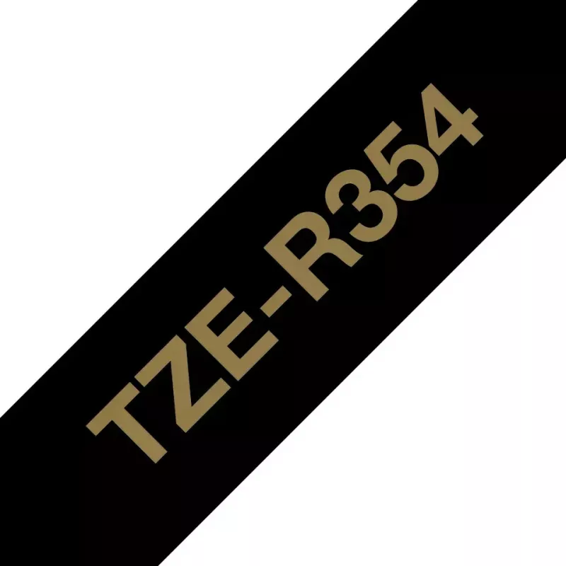 Brother TZE-R354 juostelės etiketėms gamyba Auksinė ant juodos