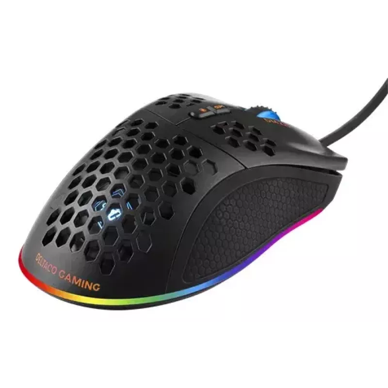 Žaidimų pelė Deltaco DM210 laidinė itin plona RGB juoda