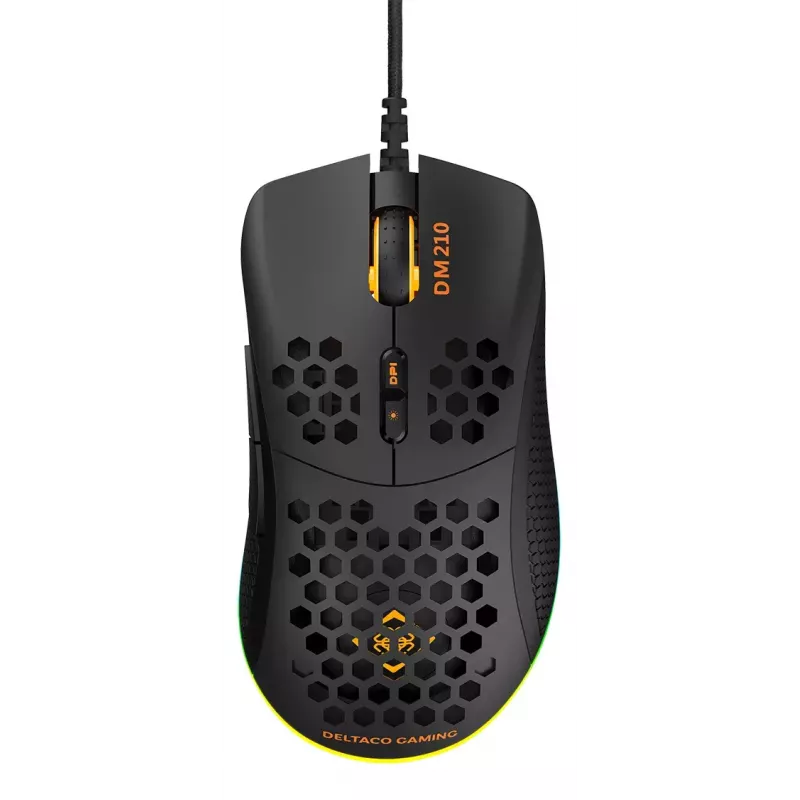 Žaidimų pelė Deltaco DM210 laidinė itin plona RGB juoda