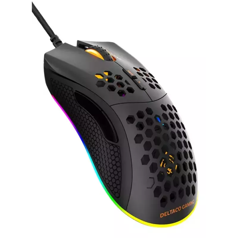 Žaidimų pelė Deltaco DM210 laidinė itin plona RGB juoda