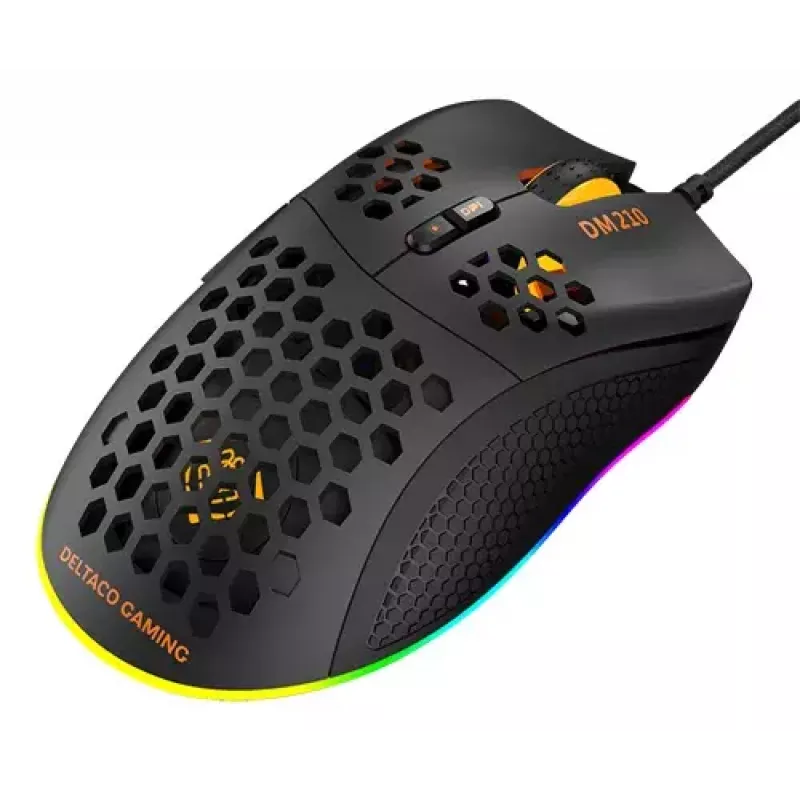 Žaidimų pelė Deltaco DM210 laidinė itin plona RGB juoda