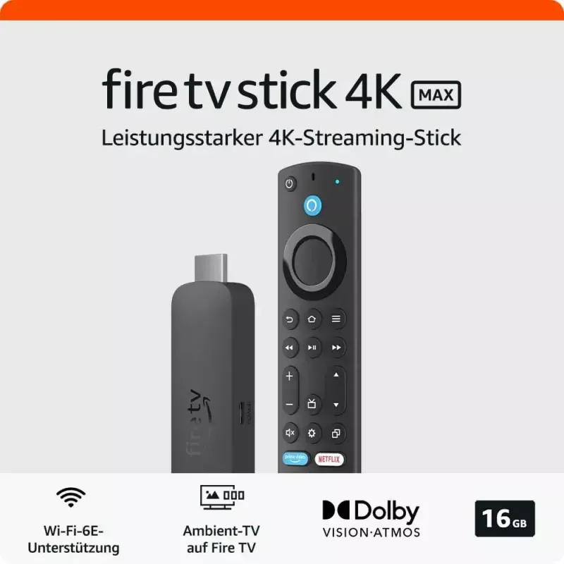 Smart TV dongle Amazon 4K Ultra HD USB, Wi‑Fi 6 (802.11ax), 3840×2160, maitinamas per USB, juodas
