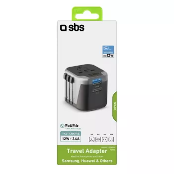 Mobilaus įrenginio įkroviklis SBS Mobile TEADAPT2USBUNI — juoda/sidabrinė, USB adapteris