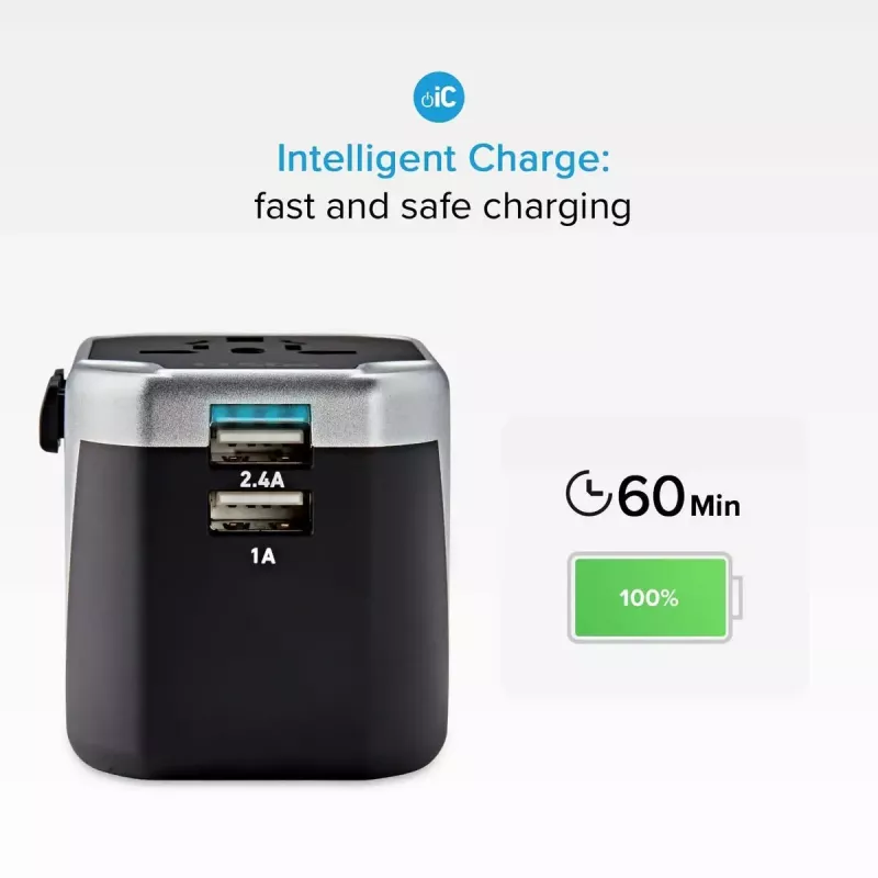 Mobilaus įrenginio įkroviklis SBS Mobile TEADAPT2USBUNI — juoda/sidabrinė, USB adapteris