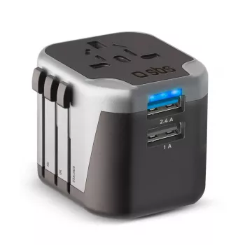 Mobilaus įrenginio įkroviklis SBS Mobile TEADAPT2USBUNI — juoda/sidabrinė, USB adapteris