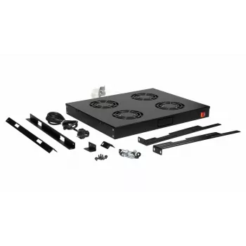 Equip Cooling Fans 19', 1U, 4FANS, RAL9005 Juoda