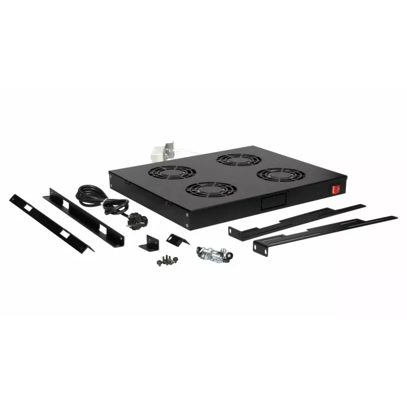 Equip Cooling Fans 19', 1U, 4FANS, RAL9005 Juoda