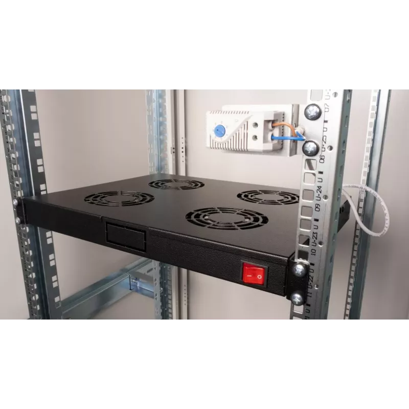 Equip Cooling Fans 19', 1U, 4FANS, RAL9005 Juoda