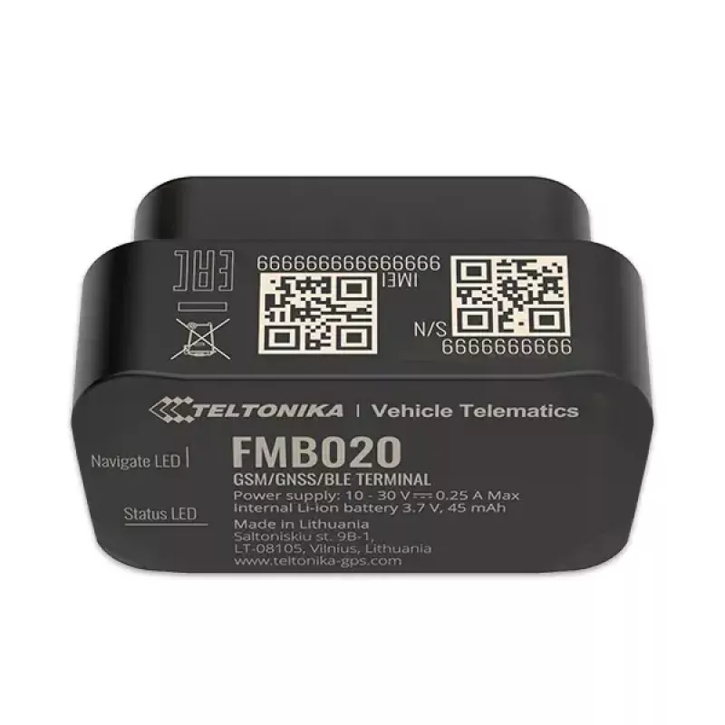 GPS seklys Teltonika FMB020 Automobilinis Juodas Atsparus dulkėms 0.128GB