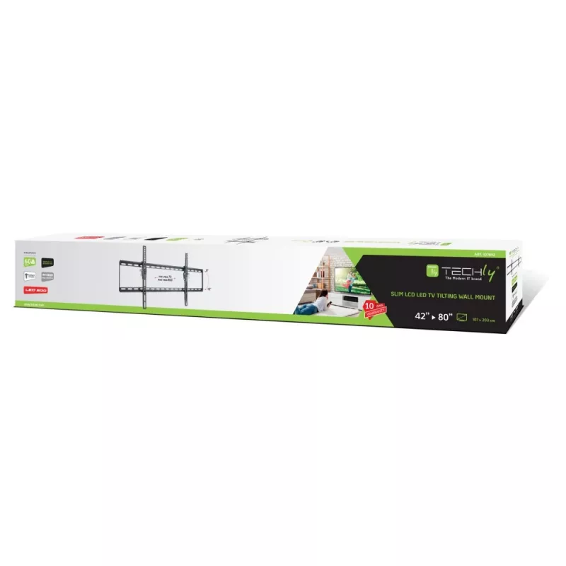 Techly fiksuotas sieninis laikiklis LCD LED televizoriui 42–80 colių
