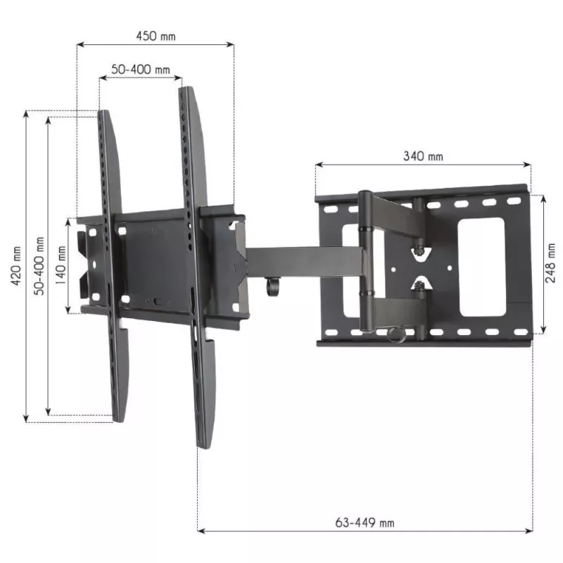 Techly ICA-PLB 148M TV laikiklis/stovas 139,7 cm (55 colių) juodas