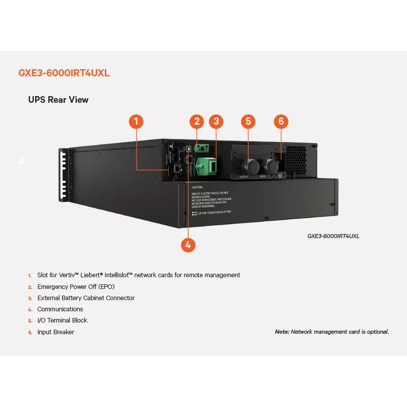 Vertiv Liebert GXE3-6000IRT4UXL nepertraukiamo maitinimo šaltinis (UPS) Dvigubos konversijos (Online) 6 kVA 6000 W