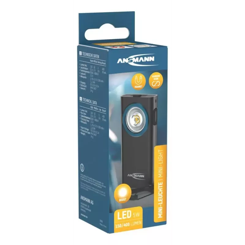 Rakto pakabuko žibintuvėlis Ansmann ML400R Juoda LED 5 W USB įkraunamas