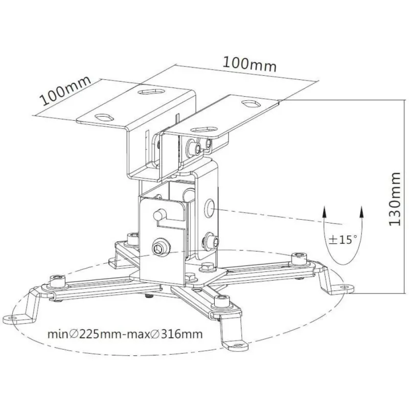 Techly projektoriaus lubų laikiklio prailginimas 130 mm, sidabrinis, ICA-PM 2S
