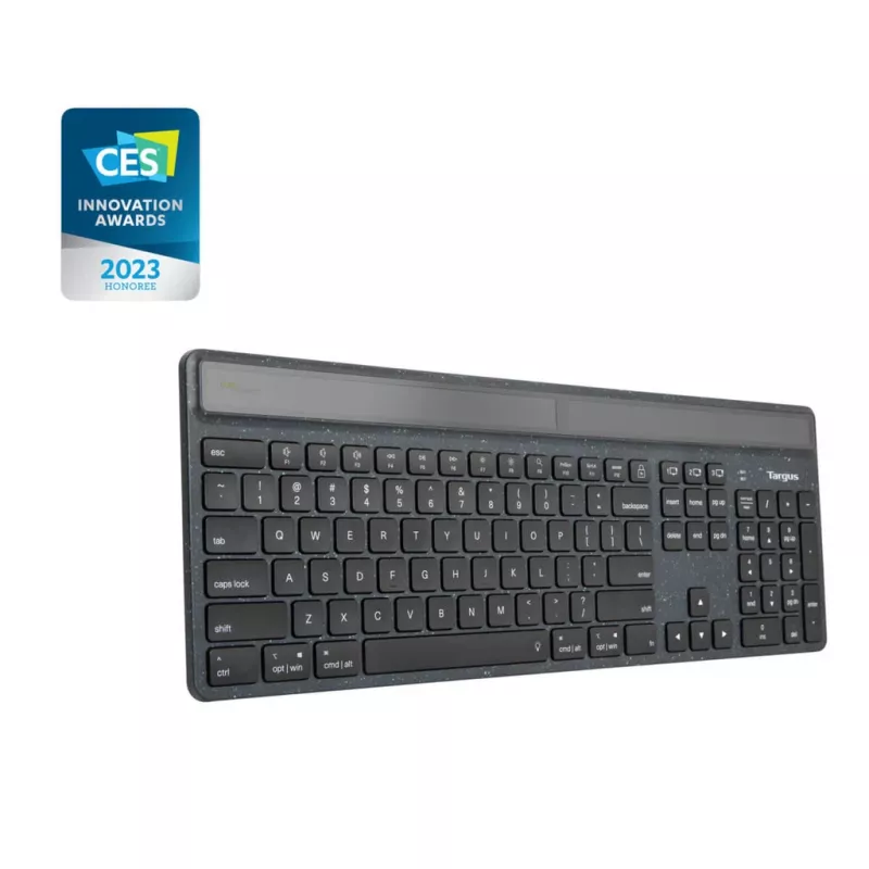 Targus EcoSmart AKB868FR klaviatūra Universali Bluetooth AZERTY Prancūziška Juoda