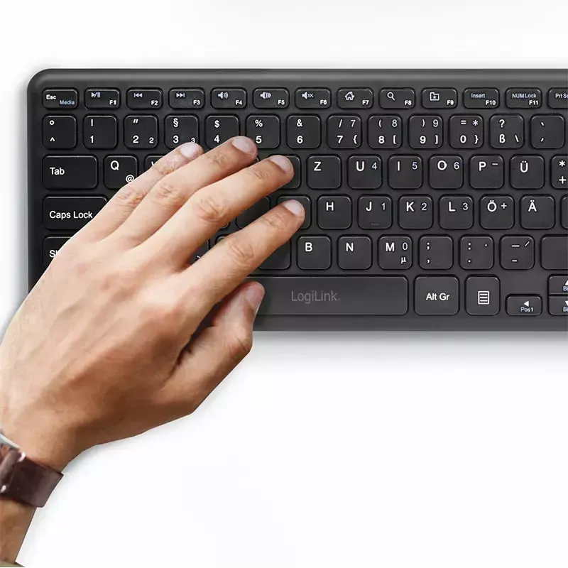 Klaviatūra LogiLink ID0188 Home RF belaidė QWERTZ juoda
