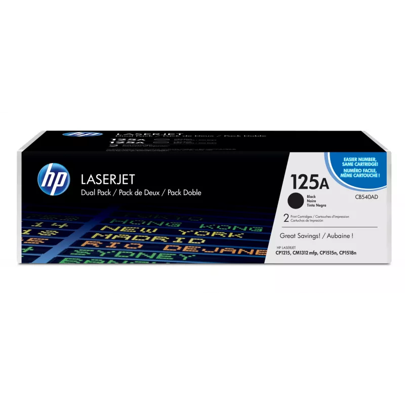 HP 125A 2 pakuotės juodos Originalios LaserJet dažų kasetės, 2200 puslapių, juoda, 2 vnt.