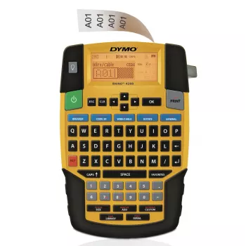 DYMO RHINO 4200 pramoninis etikečių gamintojas | QWERTY klaviatūra ir laiką taupantys spartieji klavišai | Patvarus etikečių spausdintuvas darbo vietoms ir sunkiems ženklinimo darbams