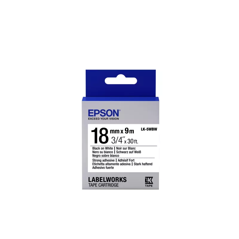 Epson Label Cartridge Strong Adhesive LK-5WBW Juoda/Balta 18mm (9m)