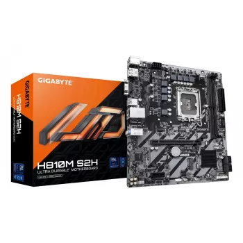 GIGABYTE H810M S2H pagrindinė plokštė – Intel Core Ultra (2 serijos) procesoriams, 4+1+2 fazių VRM, iki 6400 MHz DDR5, 1xPCIe 4.0 M.2, 1GbE LAN, USB 3.2 Gen 1