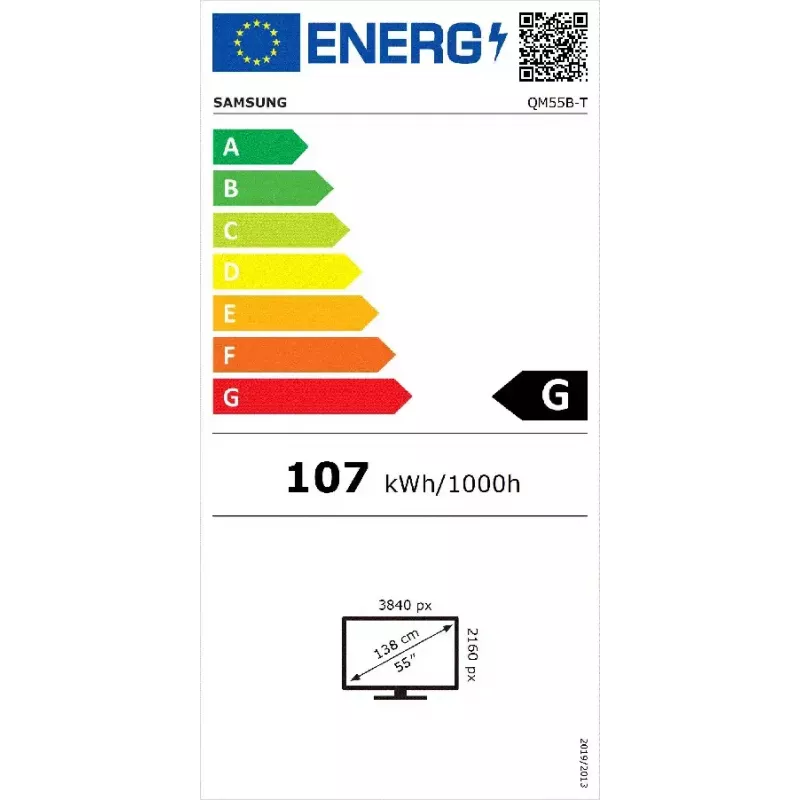Skaitmeninės iškabos plokščias ekranas Samsung QM55B-T 55 colių LCD 4K Ultra HD VA, 400 cd/m², Tizen 6.5, jutiklinis