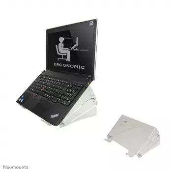 Neomounts NSNOTEBOOK300 nešiojamojo kompiuterio stovas 10-22 colių - universalus, skaidrus, plastikinis, 25,4 cm (10 colių), 55,9 cm (22 colių), 15 kg, 136 - 209 mm