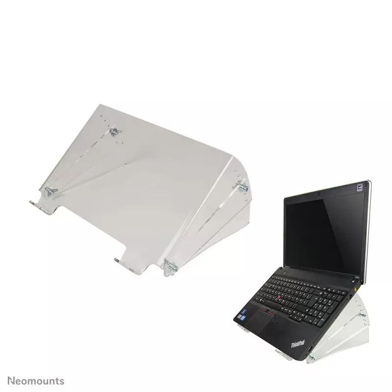 Neomounts NSNOTEBOOK300 nešiojamojo kompiuterio stovas 10-22 colių - universalus, skaidrus, plastikinis, 25,4 cm (10 colių), 55,9 cm (22 colių), 15 kg, 136 - 209 mm
