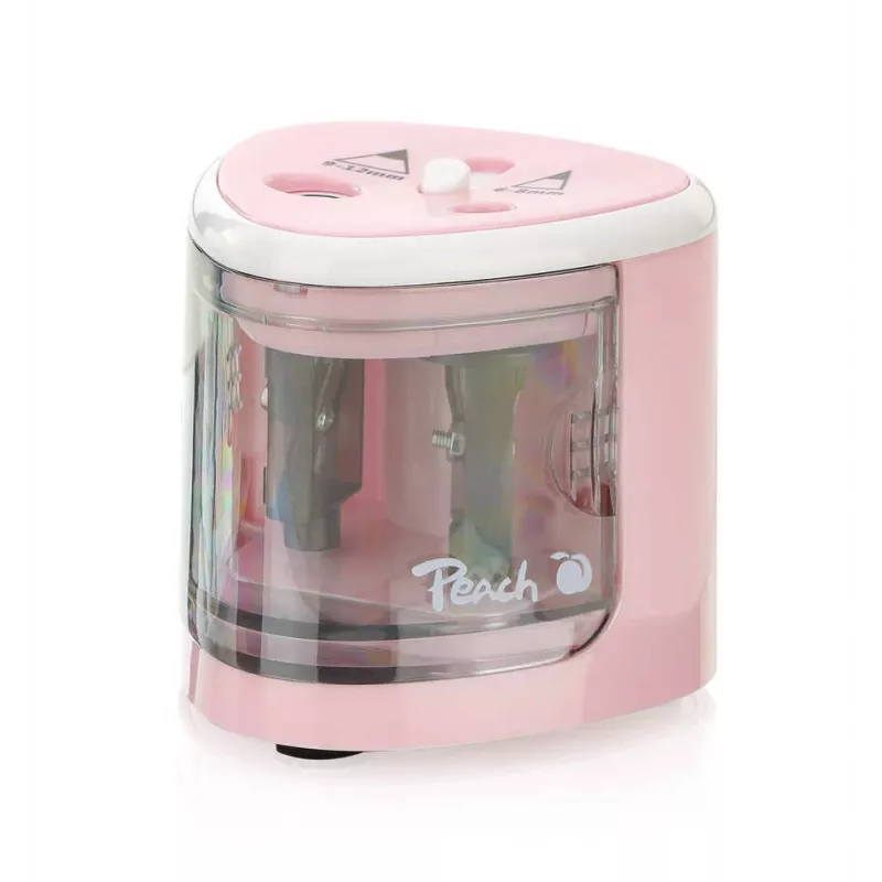 Peach PO102 elektrinis pieštukų drožtukas rožinės baltos spalvos