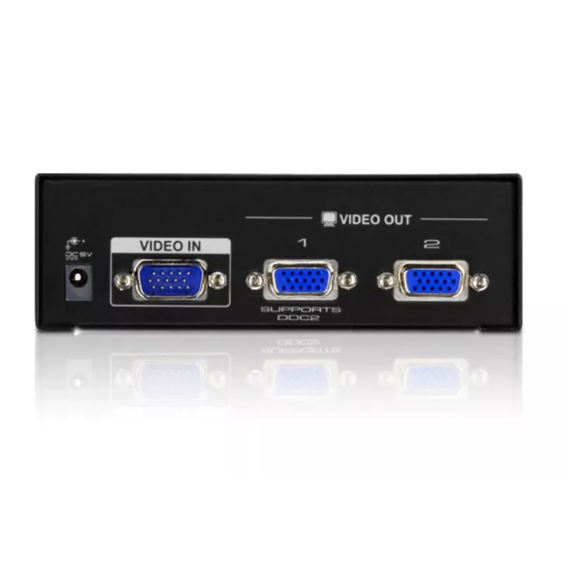 ATEN 2 prievadų VGA vaizdo skirstytuvas (450 MHz), VGA, 2x VGA, 2048 x 1536 pikseliai, juodas, metalinis, QXGA