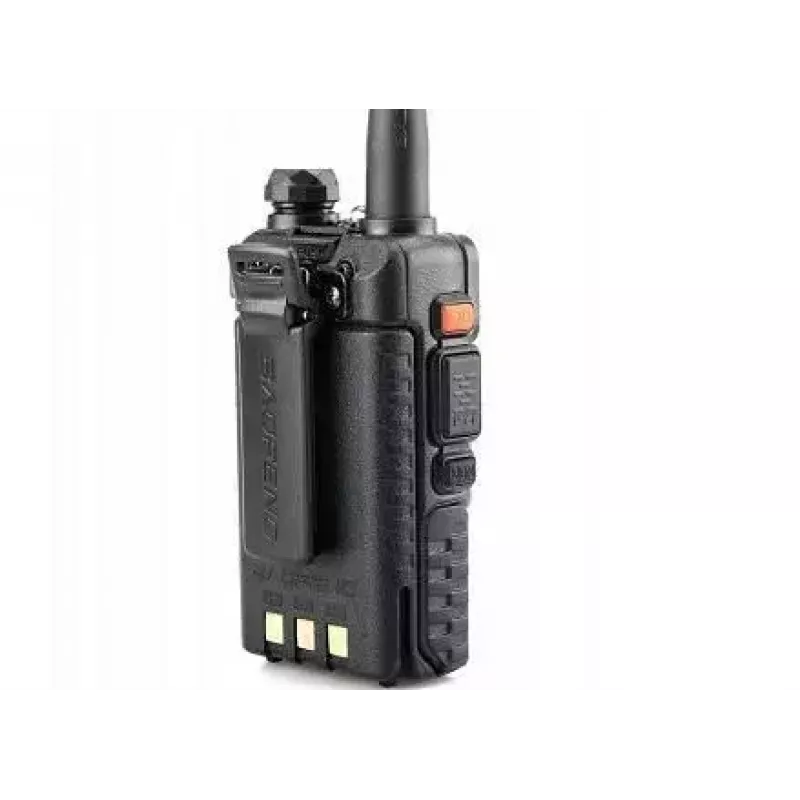 Rankinis dvipusis radijas Baofeng UV-5R HTQ USB-C dviejų juostų 5W, 1800 mAh, FM 64–108 MHz, juodas