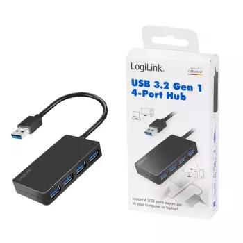 LogiLink USB 3.2 Gen1 4 prievadų šakotuvas juodas 5000 Mbit/s ABS