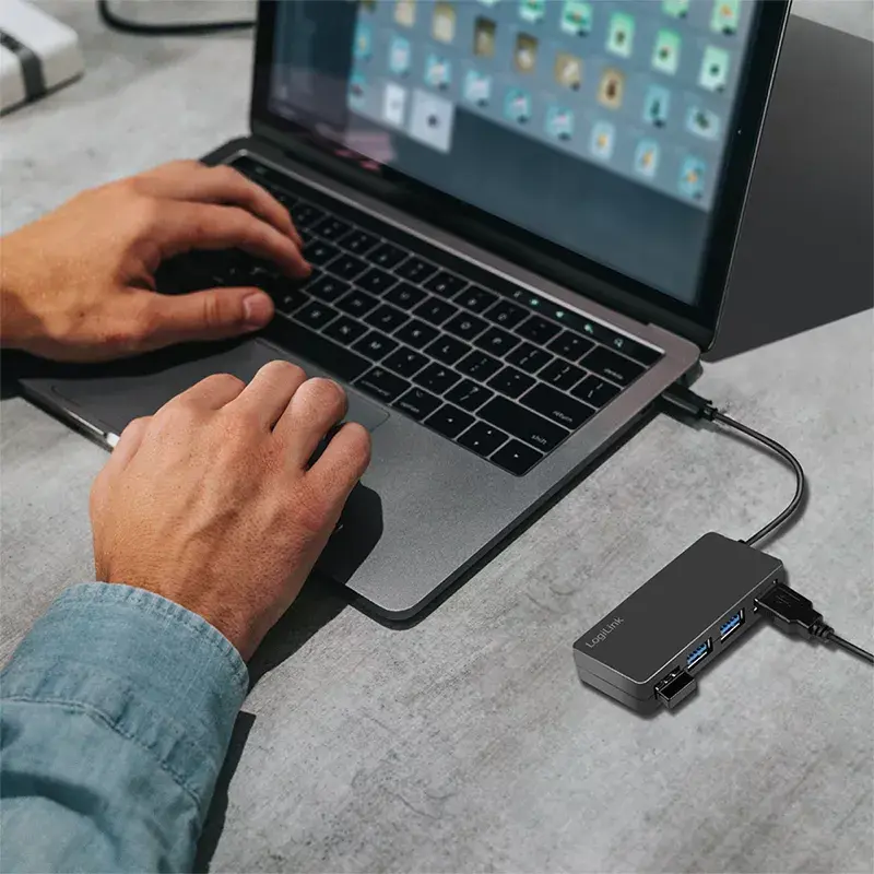 LogiLink USB 3.2 Gen1 4 prievadų šakotuvas juodas 5000 Mbit/s ABS