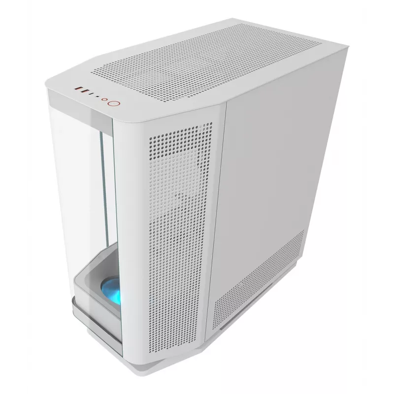 PC Midi Tower korpusas Cougar FV270 — baltas, palaiko ATX/ EATX/ Micro-ITX, 2×3,5 colio + 2×2,5 colio, 120/140 mm ventiliatorius