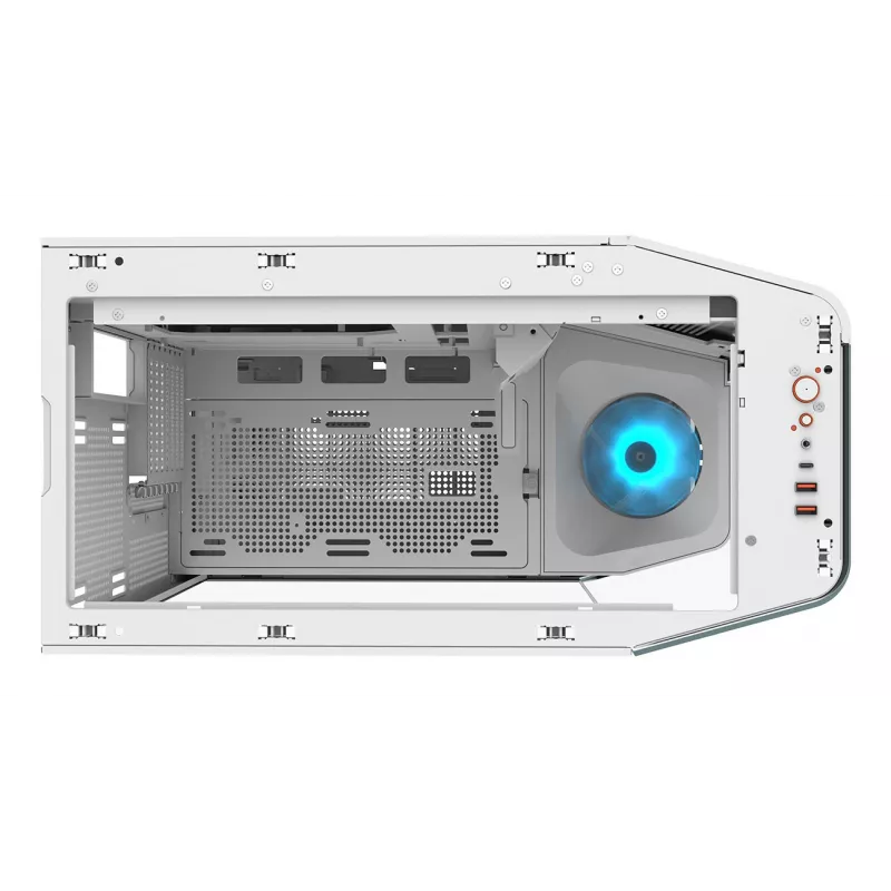 PC Midi Tower korpusas Cougar FV270 — baltas, palaiko ATX/ EATX/ Micro-ITX, 2×3,5 colio + 2×2,5 colio, 120/140 mm ventiliatorius