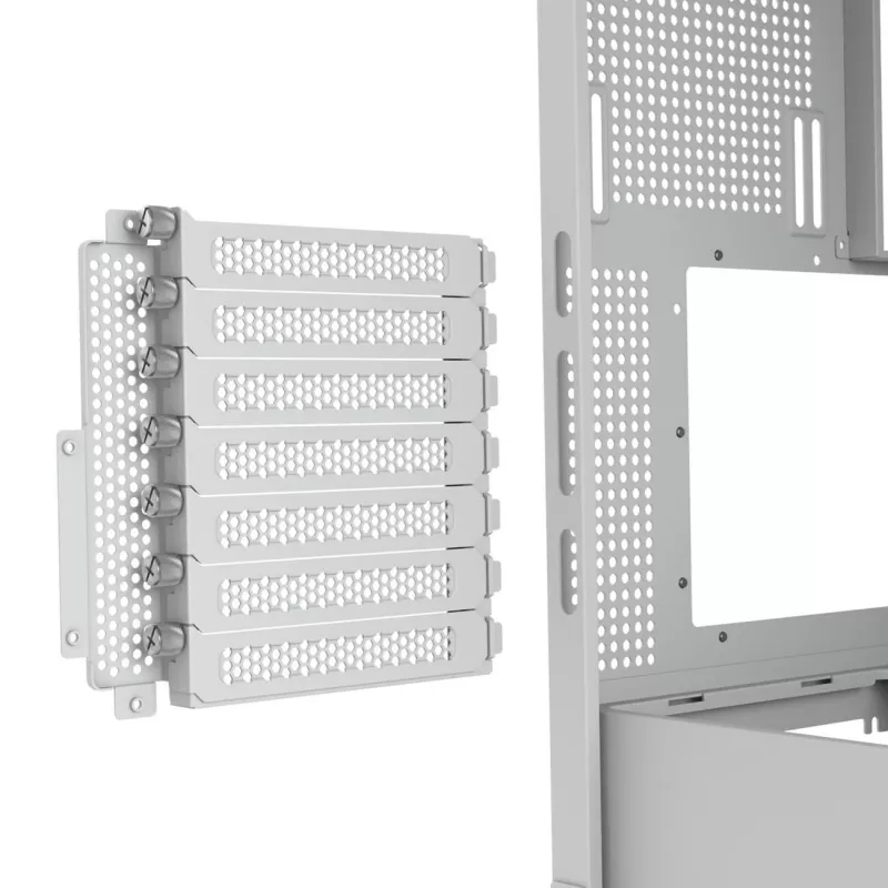 PC Midi Tower korpusas Cougar FV270 — baltas, palaiko ATX/ EATX/ Micro-ITX, 2×3,5 colio + 2×2,5 colio, 120/140 mm ventiliatorius