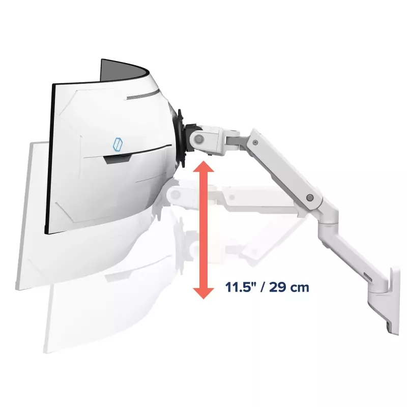 Ergotron HX serijos HX svirtis su labai patvariu pasukamu sieniniu laikikliu, baltas, skirtas 1000R 57 colių monitoriams