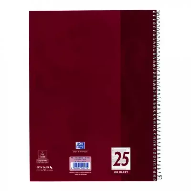 Rašomasis bloknotas Oxford 100050355 A4 80 lapų Bordo