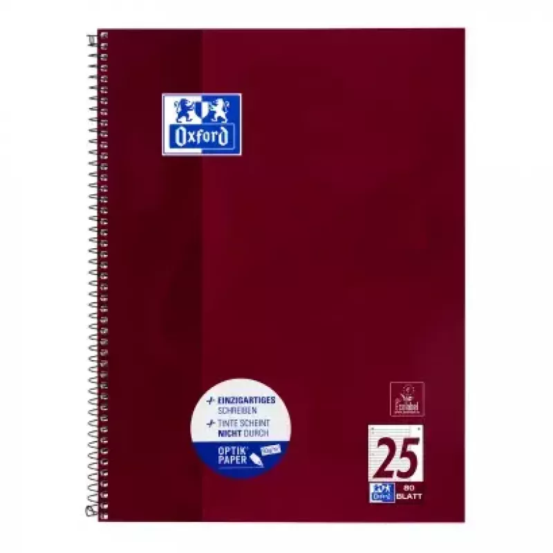 Rašomasis bloknotas Oxford 100050355 A4 80 lapų Bordo