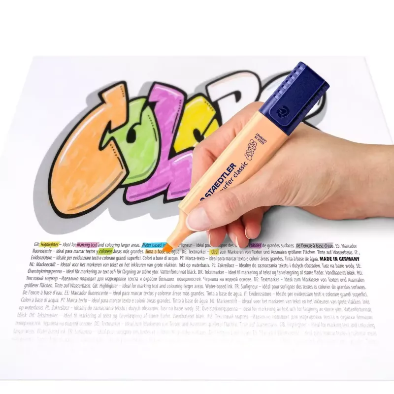 Marker Staedtler 364 C 10 vnt. Kaltinis antgalis Juoda Ruda Šviesiai mėlyna Šviesiai pilka Laimo Mėtinė Persikinė Rožinė Violetinė Geltona