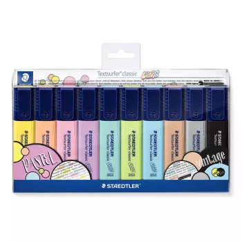 Marker Staedtler 364 C 10 vnt. Kaltinis antgalis Juoda Ruda Šviesiai mėlyna Šviesiai pilka Laimo Mėtinė Persikinė Rožinė Violetinė Geltona
