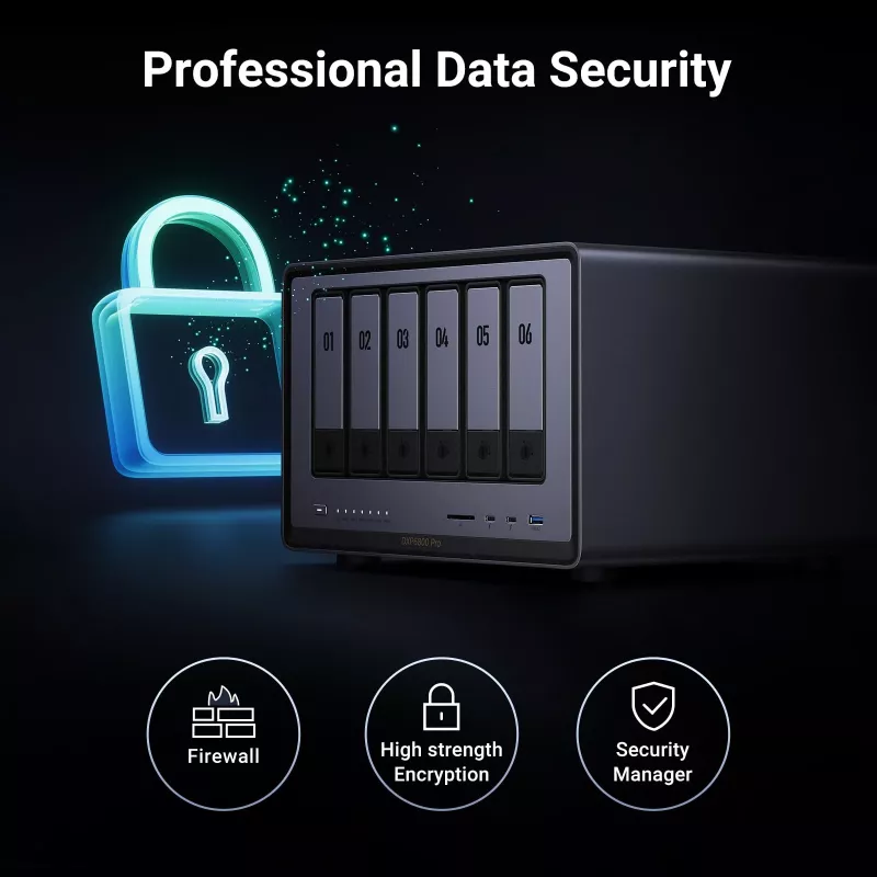 Ugreen DXP6800 Pro NAS Desktop Intel® Core™ i5 8 GB DDR5 Pilka, Juoda