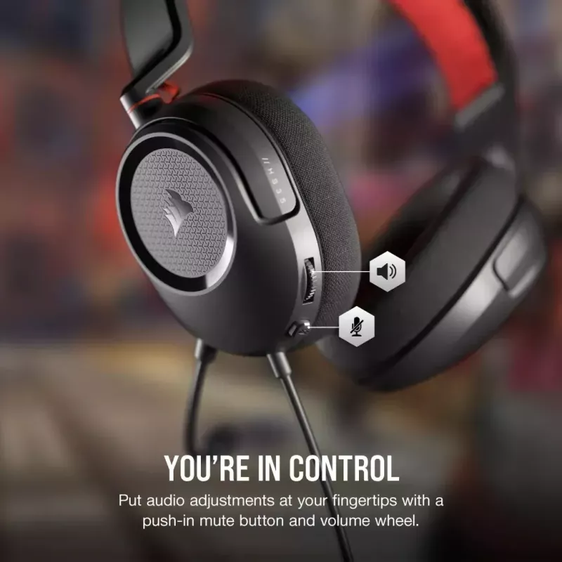 Ausinės Corsair HS35 v2 laidinės žaidimų mėlynos 1,8 m laidas 470 g