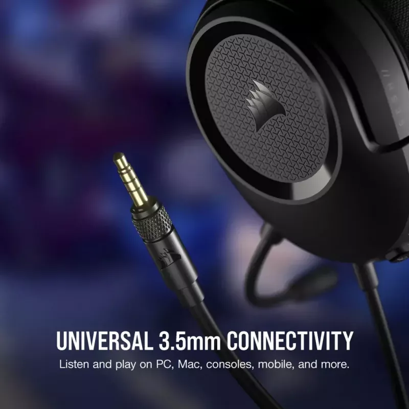 Ausinės Corsair HS35 v2 laidinės žaidimų mėlynos 1,8 m laidas 470 g