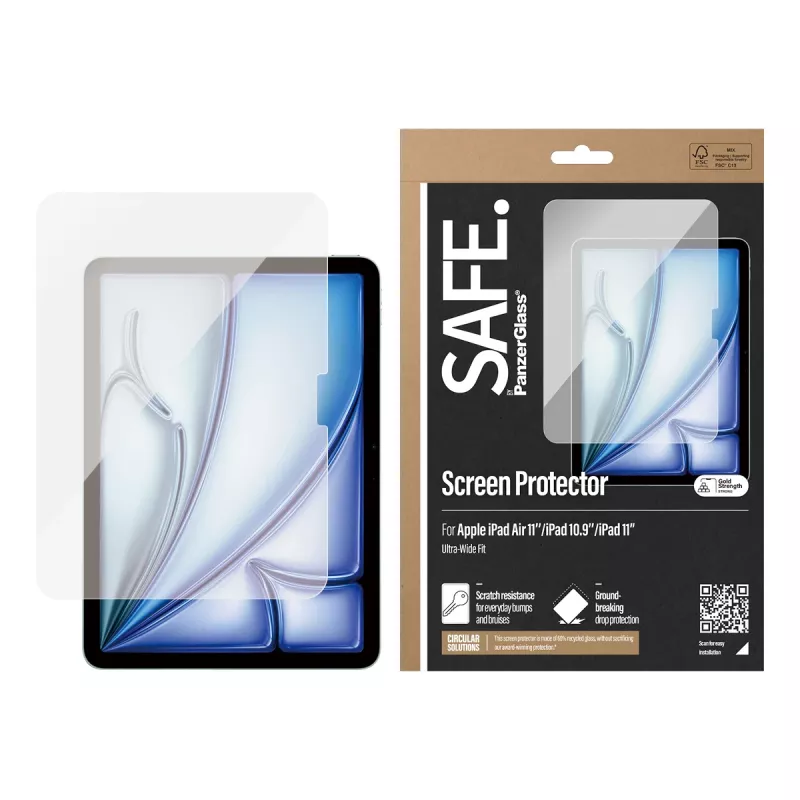 PanzerGlass SAFE. by ® ekrano apsauga iPad Air 11'' (2024-2026) | iPad 11'' (2025-2026) | iPad 10.9'' (2022) | Itin platus pritaikymas