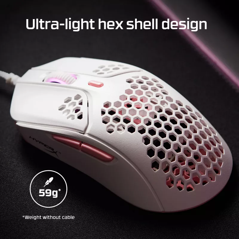 HyperX Pulsefire Haste - Žaidimų pelė (Balta-Rožinė)