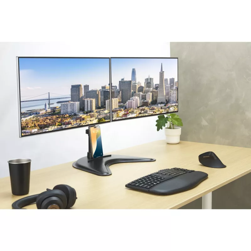Kensington SmartFit Ergo laisvai pastatomas dviejų monitorių stovas, laisvai pastatomas, 20 kg, 68,6 cm (27 col.), 100 x 100 mm, aukščio reguliavimas, juodas