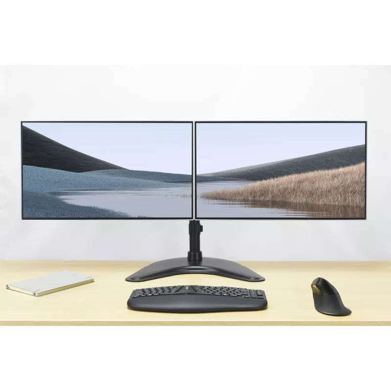 Kensington SmartFit Ergo laisvai pastatomas dviejų monitorių stovas, laisvai pastatomas, 20 kg, 68,6 cm (27 col.), 100 x 100 mm, aukščio reguliavimas, juodas