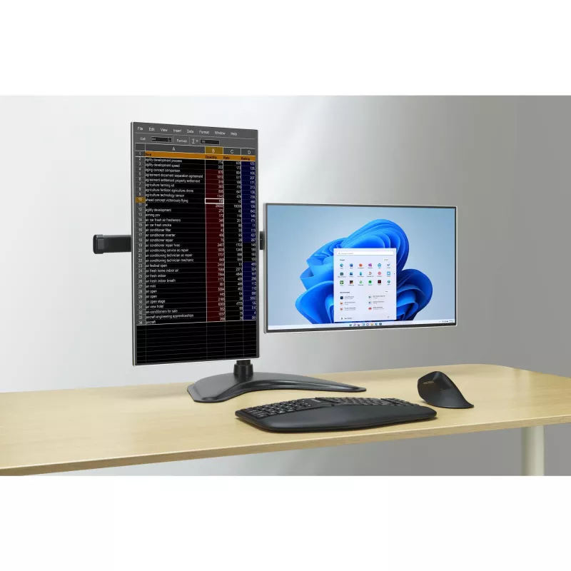 Kensington SmartFit Ergo laisvai pastatomas dviejų monitorių stovas, laisvai pastatomas, 20 kg, 68,6 cm (27 col.), 100 x 100 mm, aukščio reguliavimas, juodas