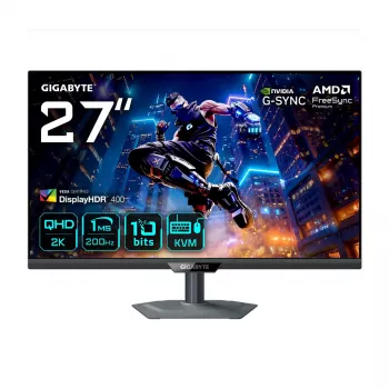 GIGABYTE M27Q2 QD 27 inch QHD Gaming Monitor - 2560 x 1440, 200Hz, 1ms, 350 cd/m², FreeSync Premium, Display HDR400, HDMI 2.0, Displayport 1.4