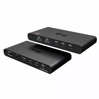 KVM prijungimo stotelė i-tec 2 kompiuteriams HDMI, USB-C sąsaja, PD 2×100 W, 4K@60 Hz, 2×USB-A